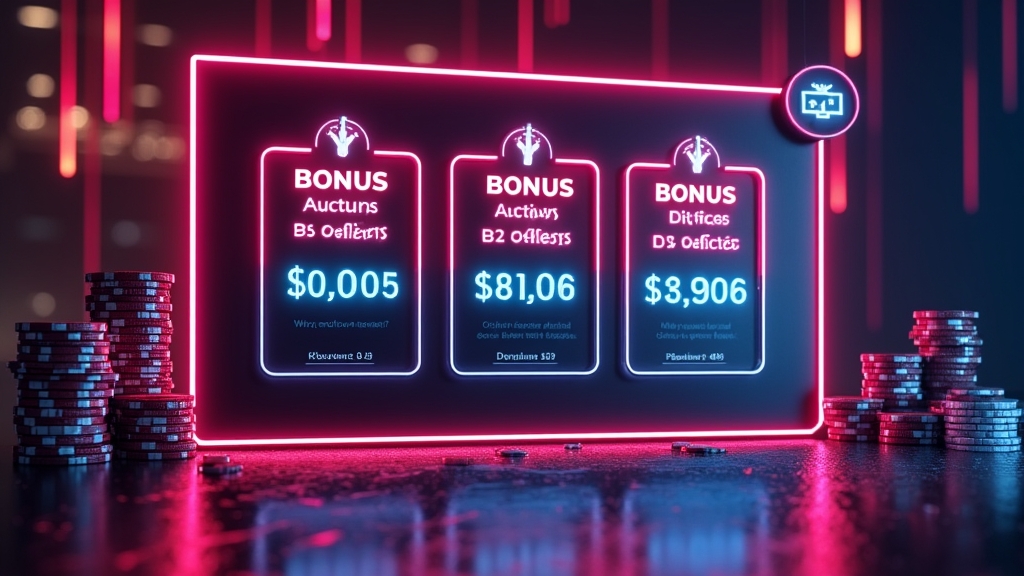 Neonbord met actuele promotiecodes en bonusaanbiedingen in casino