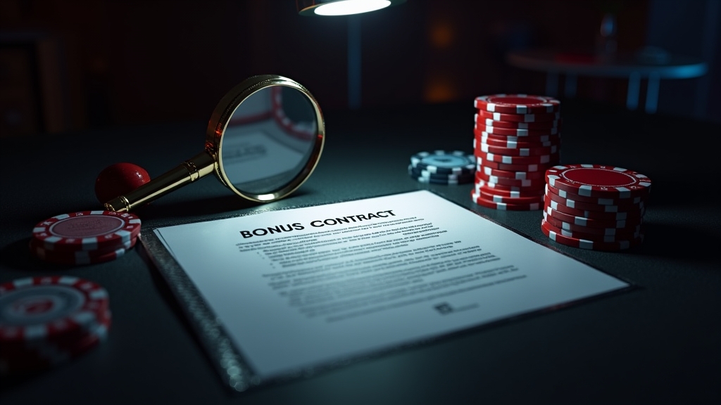 Bonusvoorwaarden naast een no-deposit badge in een donkere casinoomgeving