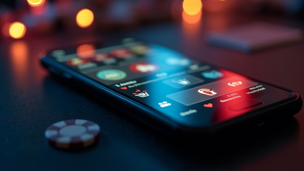 Smartphone met compacte casino-app en duidelijke mobiel functies